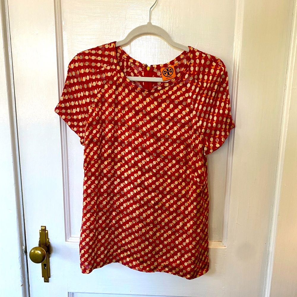 Tory Burch silk blend blouse red size 8